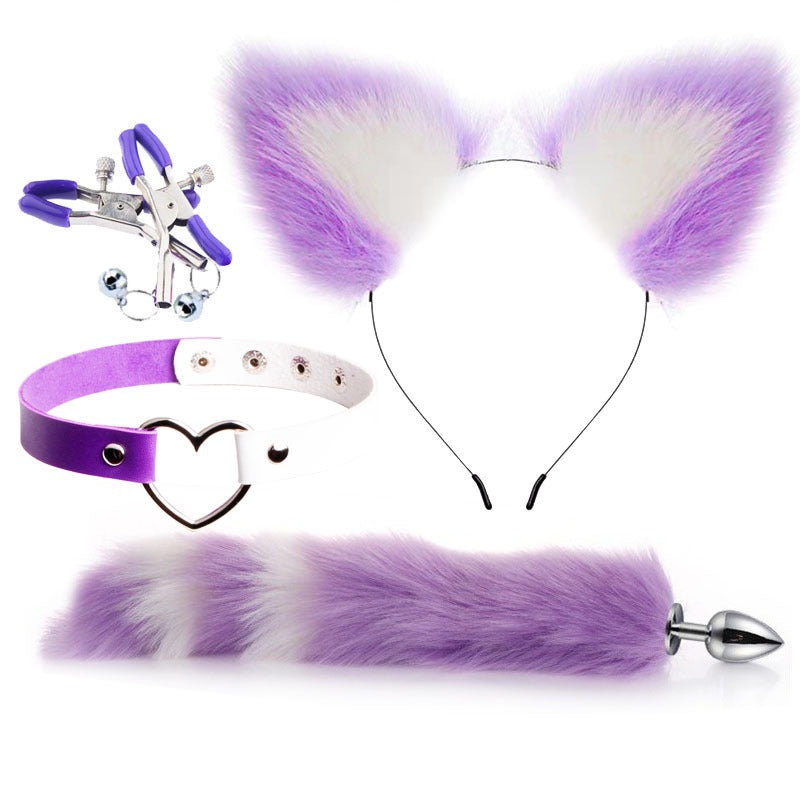 Erotic Fox Tail Four-Piece Set – Metal Ear Hairpin, Posterior Anal Plugs & More | SM Metal Erotic Set | Thirty Shades of Play