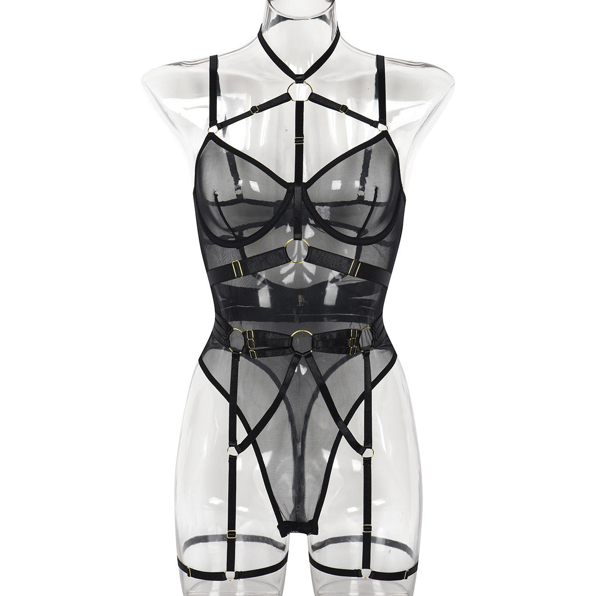 Leopard Print See-Through Mesh Bandage Sexy Lingerie with Underwire – Body Shaping Jumpsuit | Seductive Lingerie Set | Thirty Shades of Play