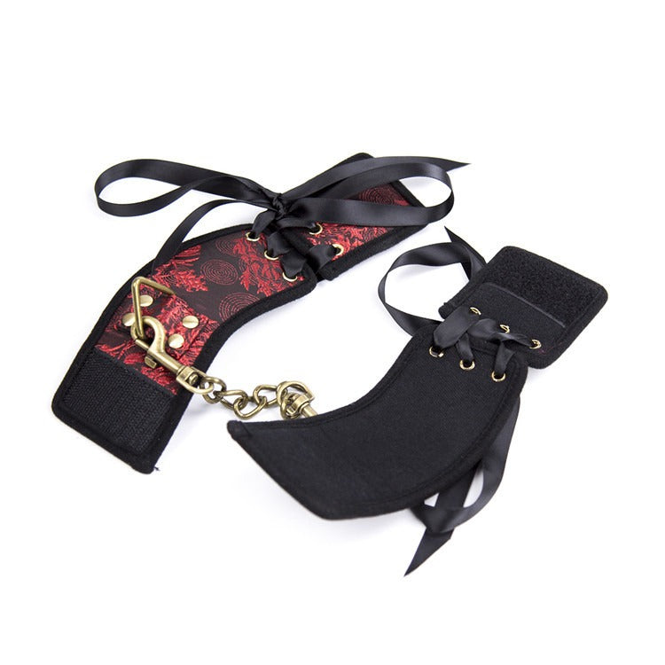 Red Ribbon Gold Velcro Handcuffs – Soft & Sexy Wrist Restraints for Playful Bondage
