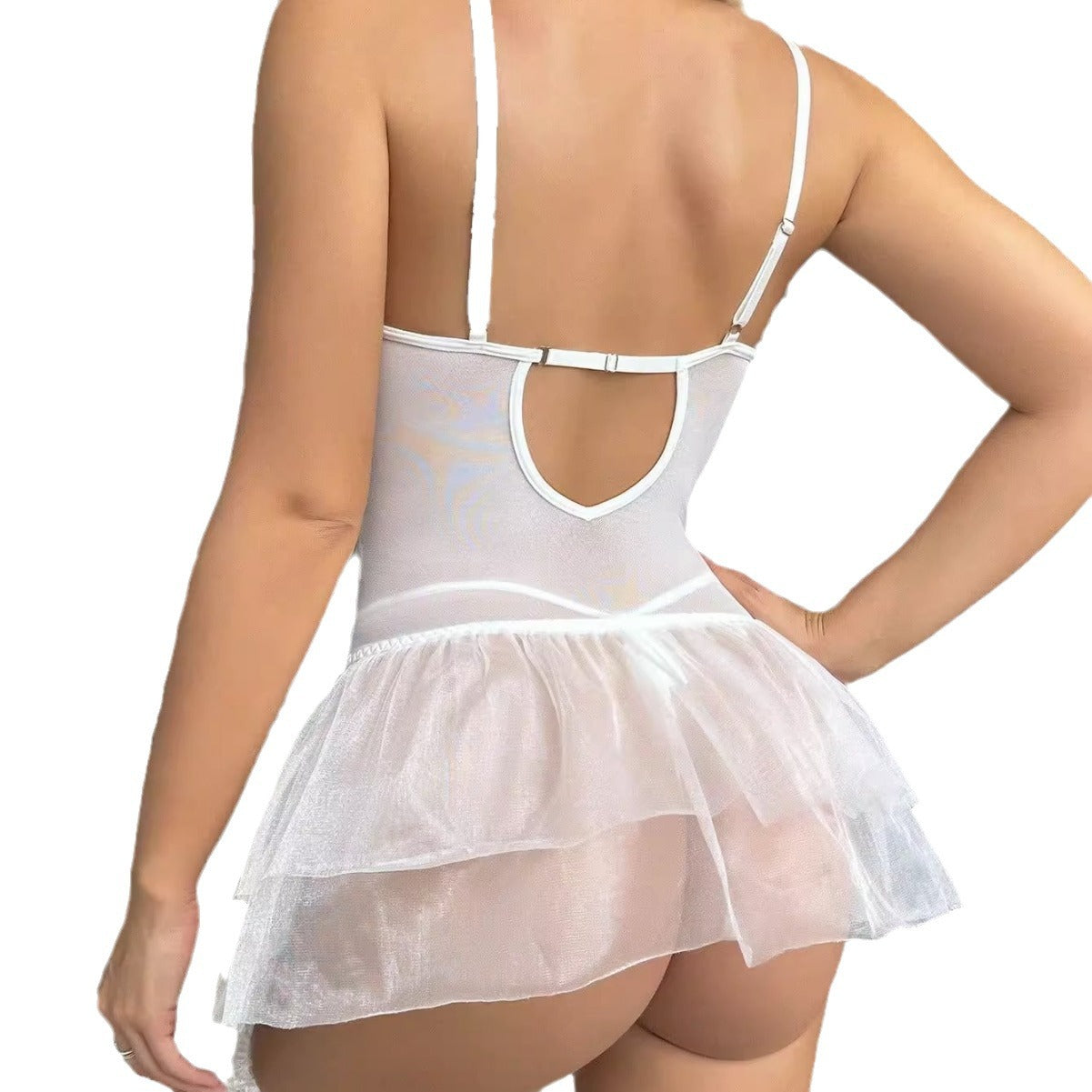 Lace Mesh Splicing Bra Set – Slim Fit Lingerie with Woven Belt Detail