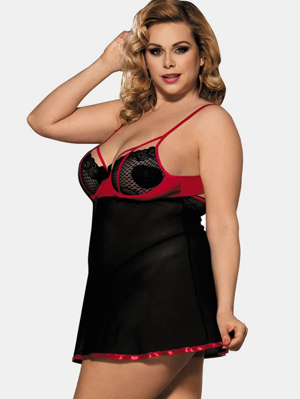 Mesh Plus Size Babydoll Lingerie – Sheer, Flattering & Seductive Sleepwear