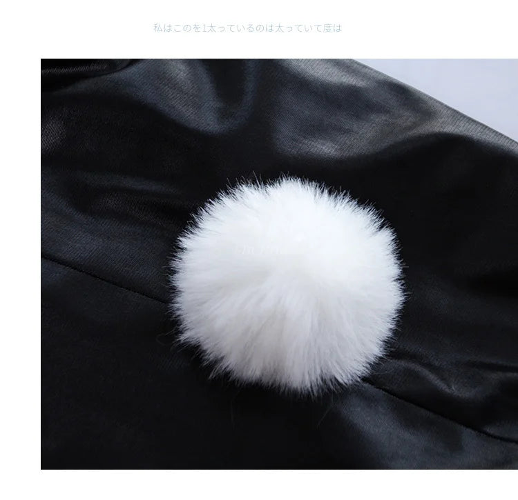 Sexy Cute Bunny Girl Faux Leather Costume – Rabbit Woman Set, High-Quality Kawaii Cosplay Bunny Outfit for Comic Shows