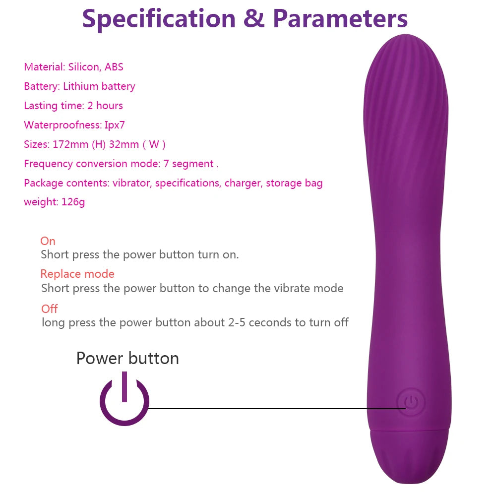 Vibrator for Vagina Stimulation – Silicone Rechargeable G-Spot Dildo Vibrator with 7 Vibration Patterns | Sex Toy for Women