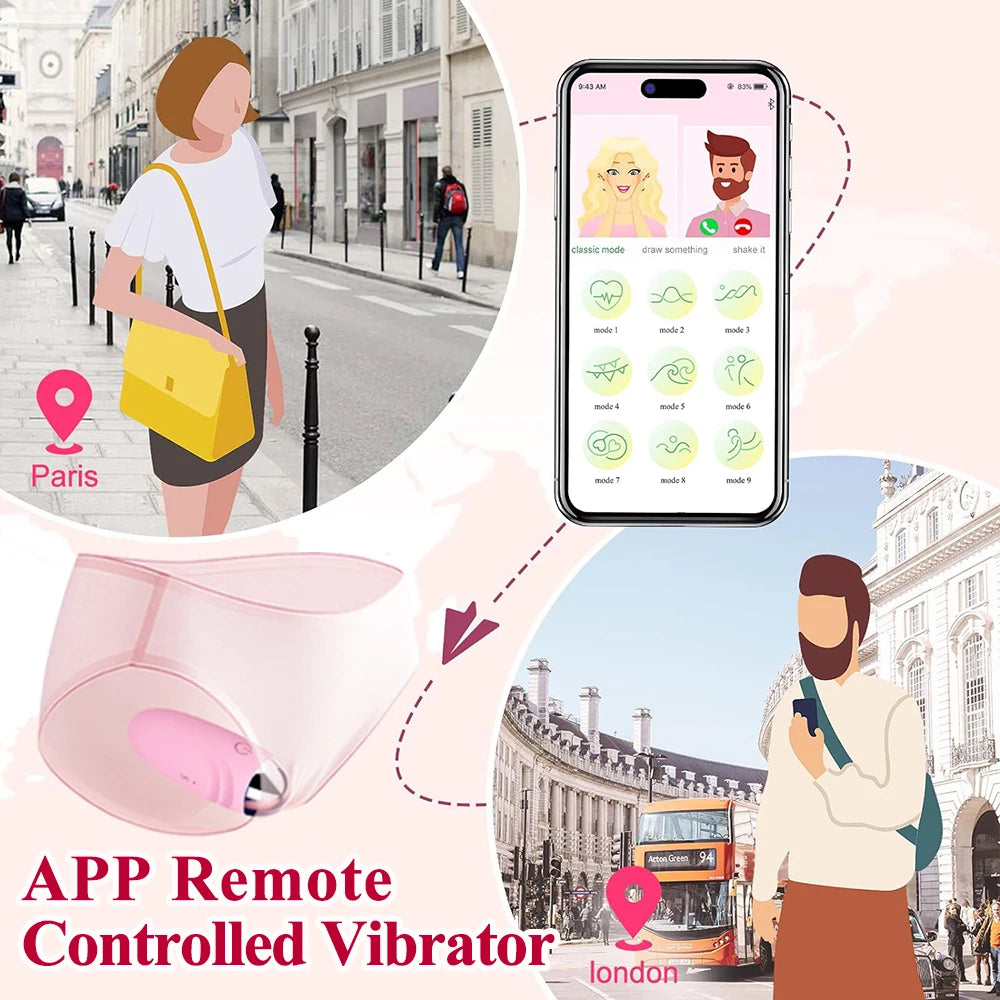 Wireless Bluetooth APP-Controlled Dildo Vibrator – G-Spot & Clitoral Stimulator | Wearable Vibrating Egg for Women