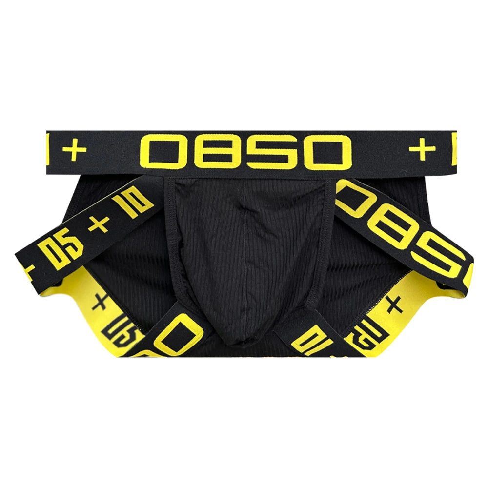 Men’s Sexy Hip-Lifting Triangle Briefs – Vertical Striped Cotton with Wide Elastic Waistband