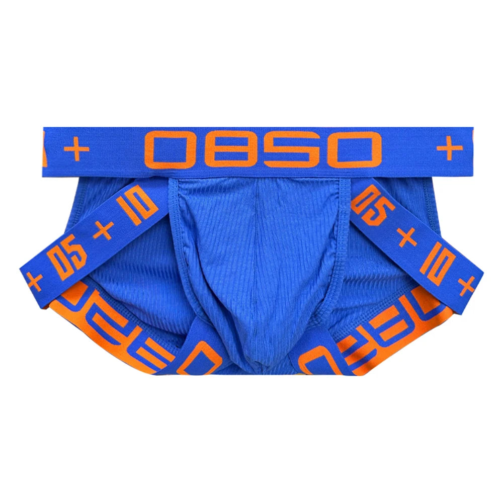 Men’s Sexy Hip-Lifting Triangle Briefs – Vertical Striped Cotton with Wide Elastic Waistband