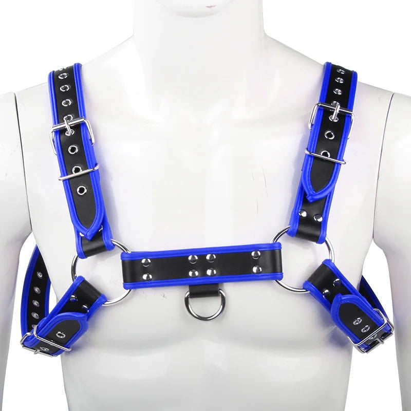 Fetish Faux Leather Chest Harness for Men – Adjustable Bondage Cage Rave Belt