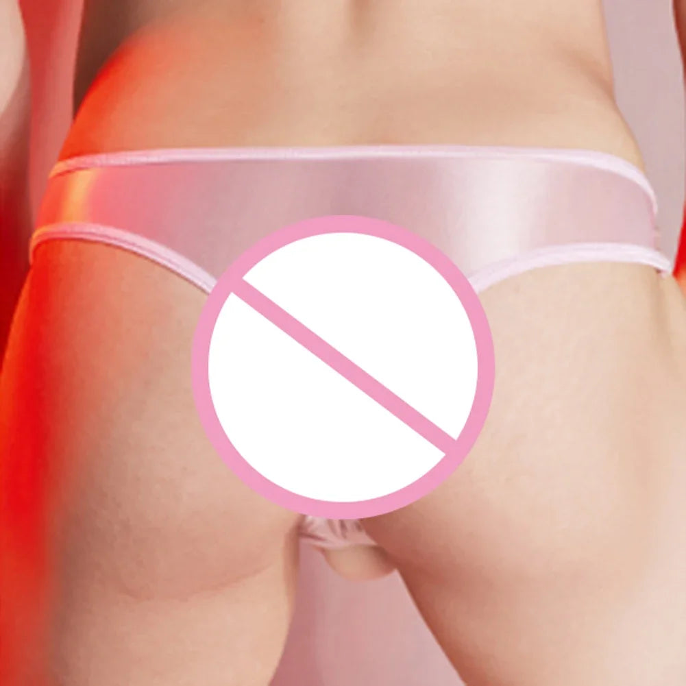 Men's JJ Sheath Briefs Sissy Pouch Panties – Oil Shiny Elephant Nose Trunk Thong | Low Waist Elastic Lingerie