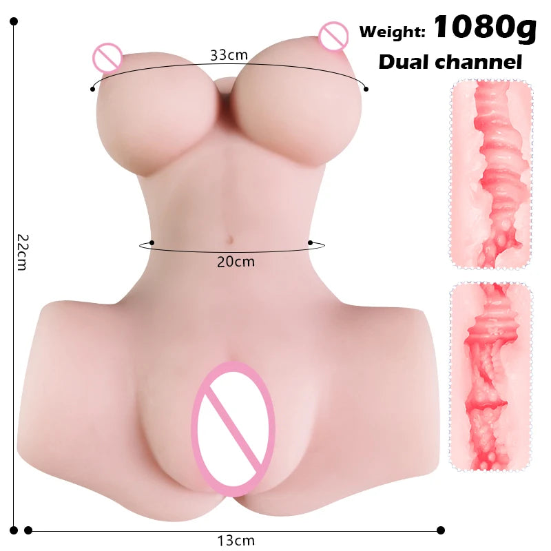 HESEKS Half Body Sex Doll – Realistic Vagina, Soft Breasts & Butt | Male Masturbator for Anal & Vaginal Play | Adult Toy for Men