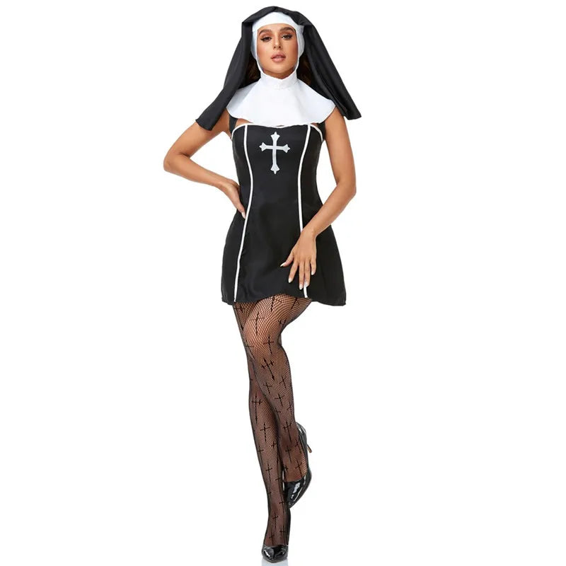 Priest & Nun Couple Halloween Costume – Medieval Religious Cosplay Outfit for Men & Women