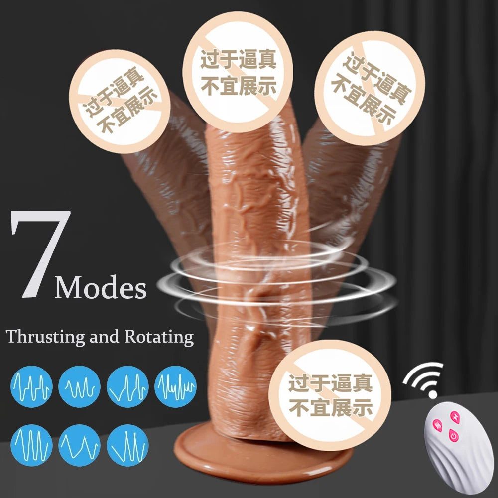 Big Dildo Vibrator – Rechargeable Telescopic Swinging Heating Remote Control Silicone Dildo for Women & Gay Men
