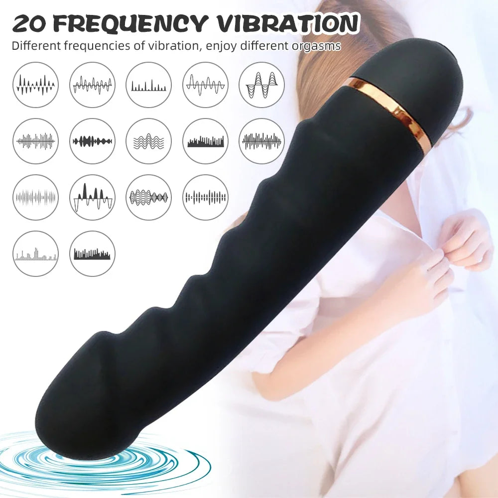 Realistic Silicone Dildo Vibrator – 20 Modes for G-Spot & Clitoral Stimulation