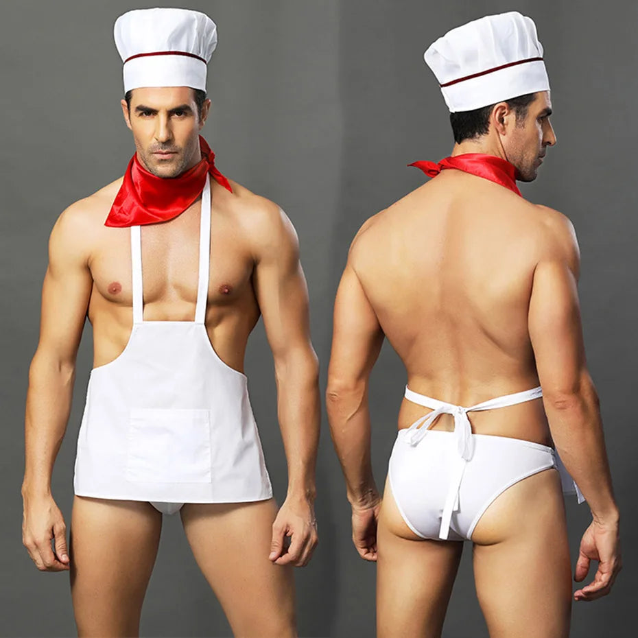 JSY Sexy Waiter Cosplay Set – Men’s Black Mesh Lingerie Uniform for Roleplay & Erotic Costumes