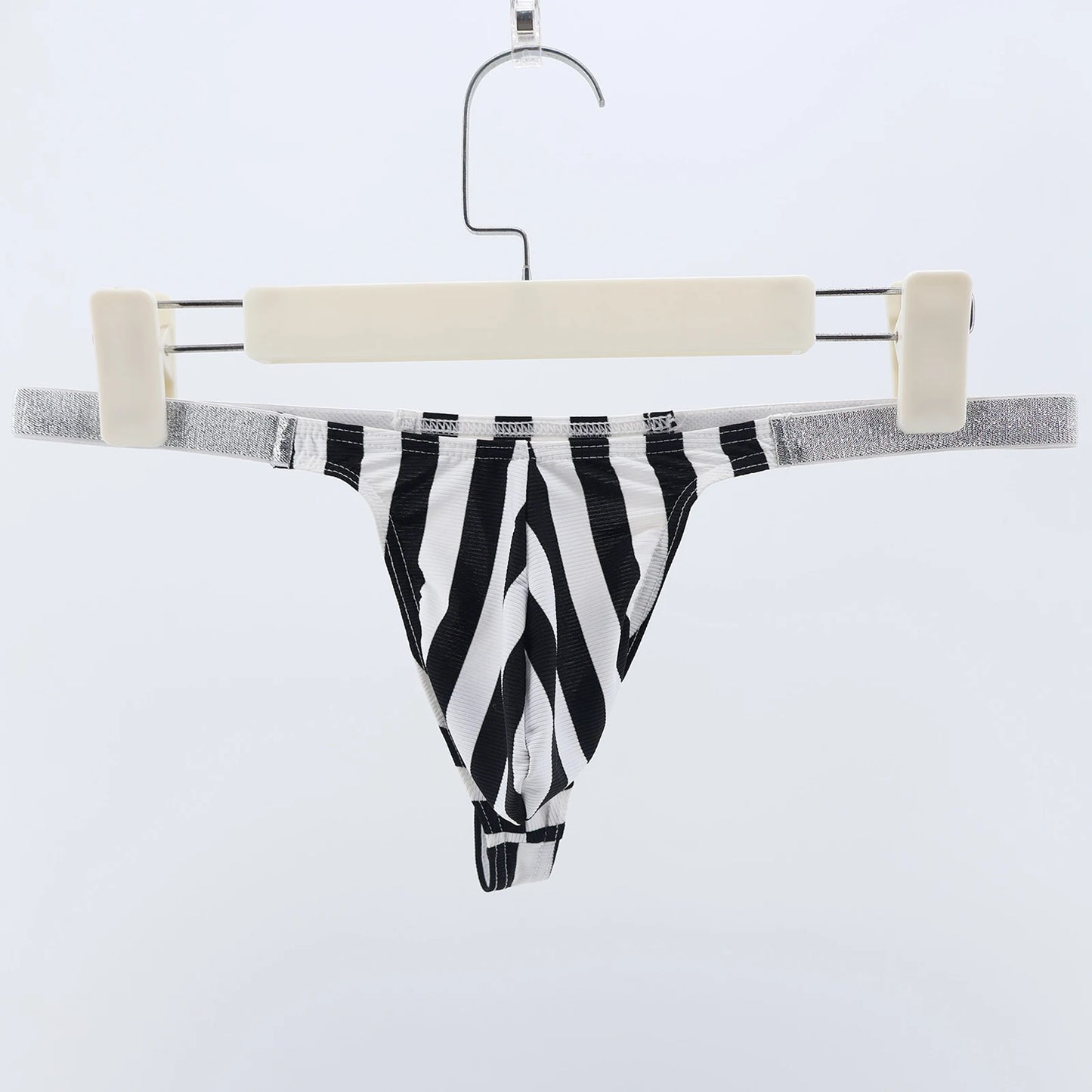 Men's Ultra-Thin Striped Jockstrap – Sexy Flash Thong with U-Convex Big Pouch