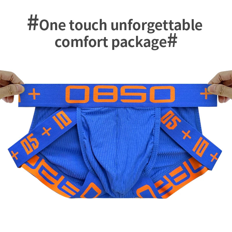 Men’s Sexy Hip-Lifting Triangle Briefs – Vertical Striped Cotton with Wide Elastic Waistband