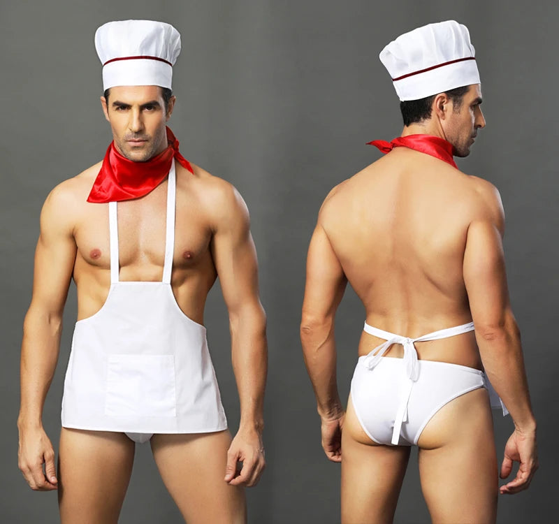 JSY Sexy Waiter Cosplay Lingerie for Men – Plaid Top & Bowtie Roleplay Set
