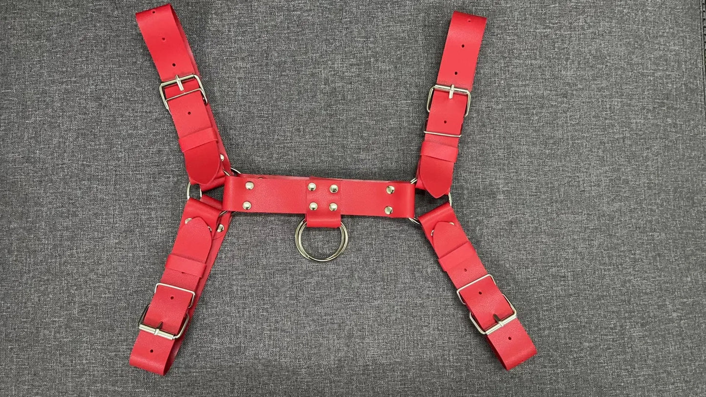 Fetish Faux Leather Chest Harness for Men – Adjustable Bondage Cage Rave Belt