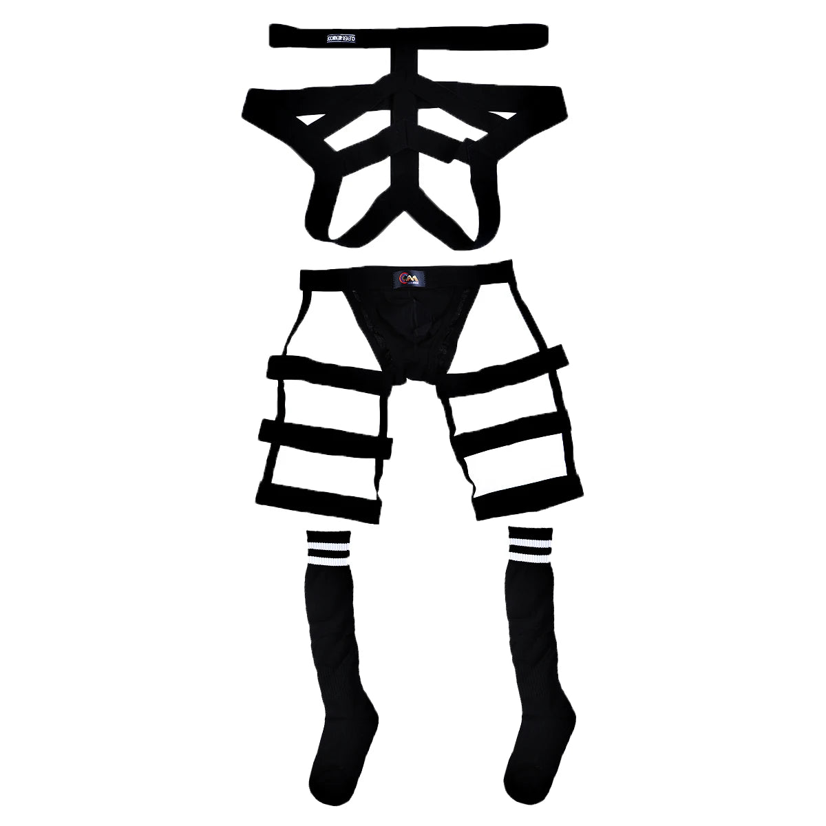 Men’s Erotic Body Harness Lingerie Set – Jockstrap, Thigh Suspenders & Bandage Belt | Fetish Strap Costume for Roleplay