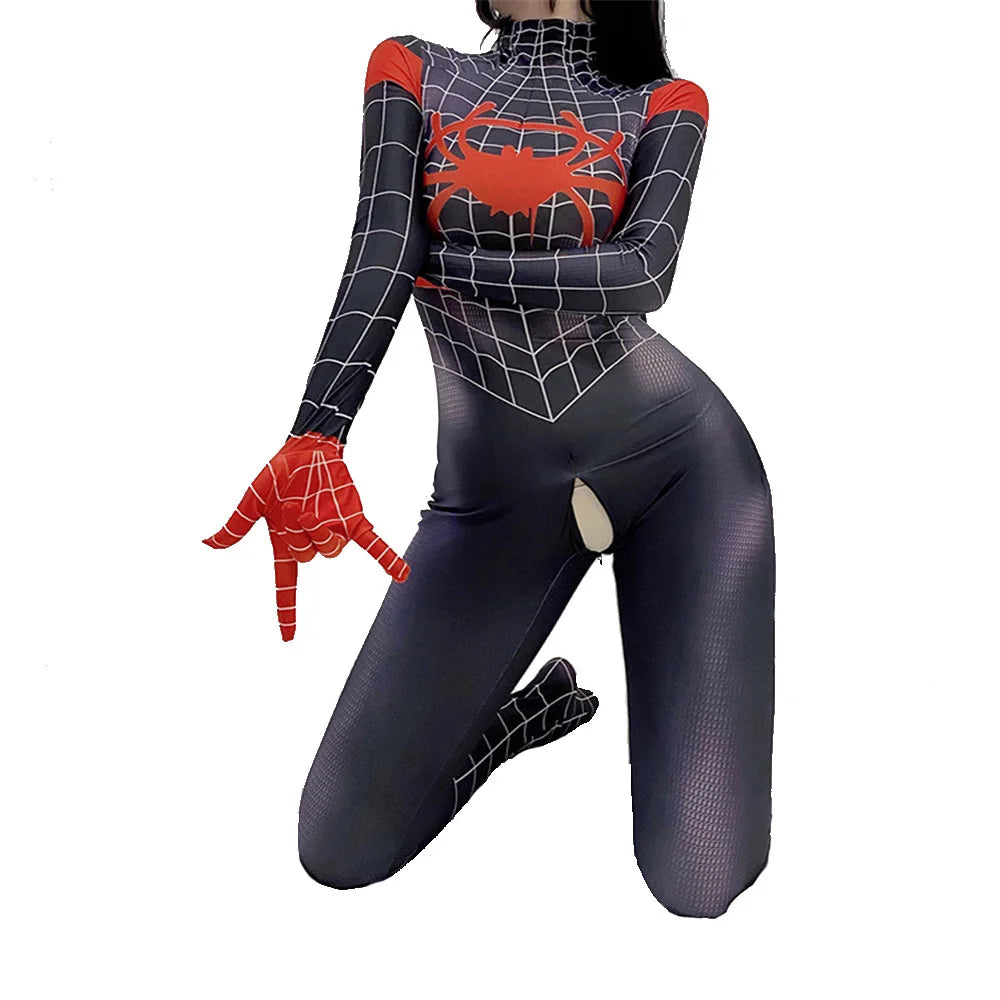Sexy Spider Girl Zentai Bodysuit – Printed Cosplay Jumpsuit for Women
