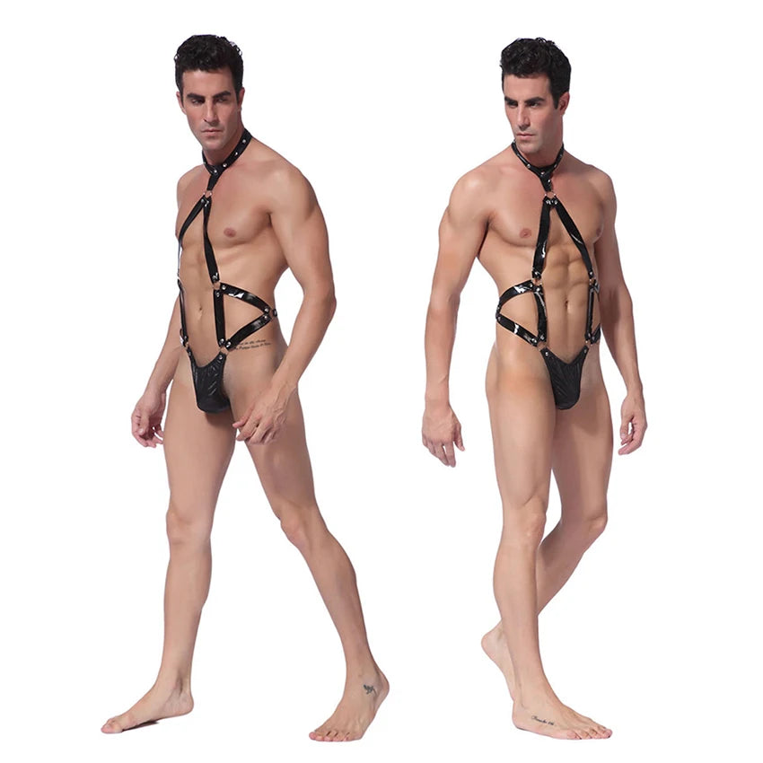 Sexy Erotic BDSM Men's Panties – Maid Role-Playing Thong Underwear, Leather Suit Disguise for Cosplay & Sex Games