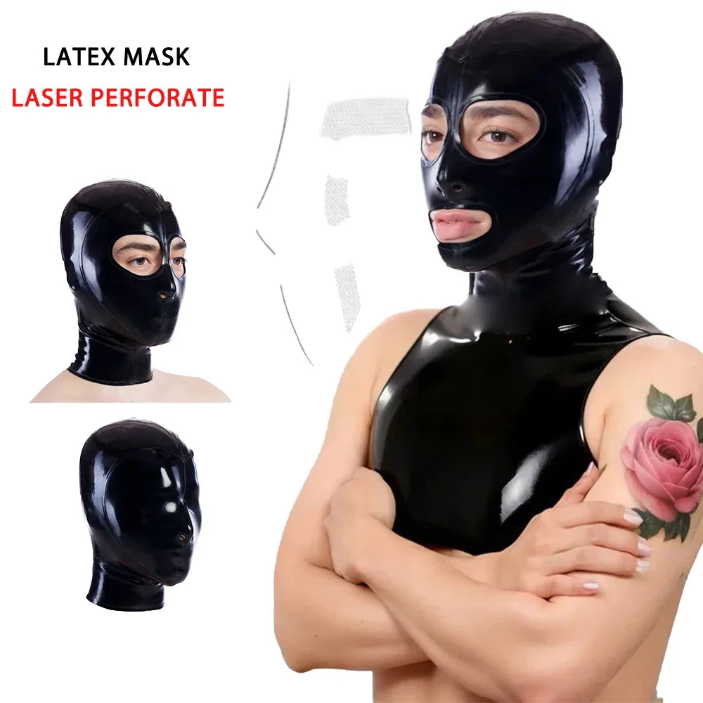 Latex Gloves for Men – Clear Transparent Rubber Gloves, Seamless Mask Hood, Unisex Fetish Molding