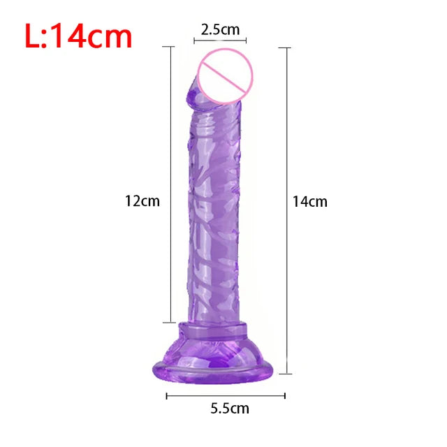Realistic Dildos for Women – Non-Vibrating Sex Toy for Couples | Crystal Jelly Mini Penis for Vagina & Anal Play
