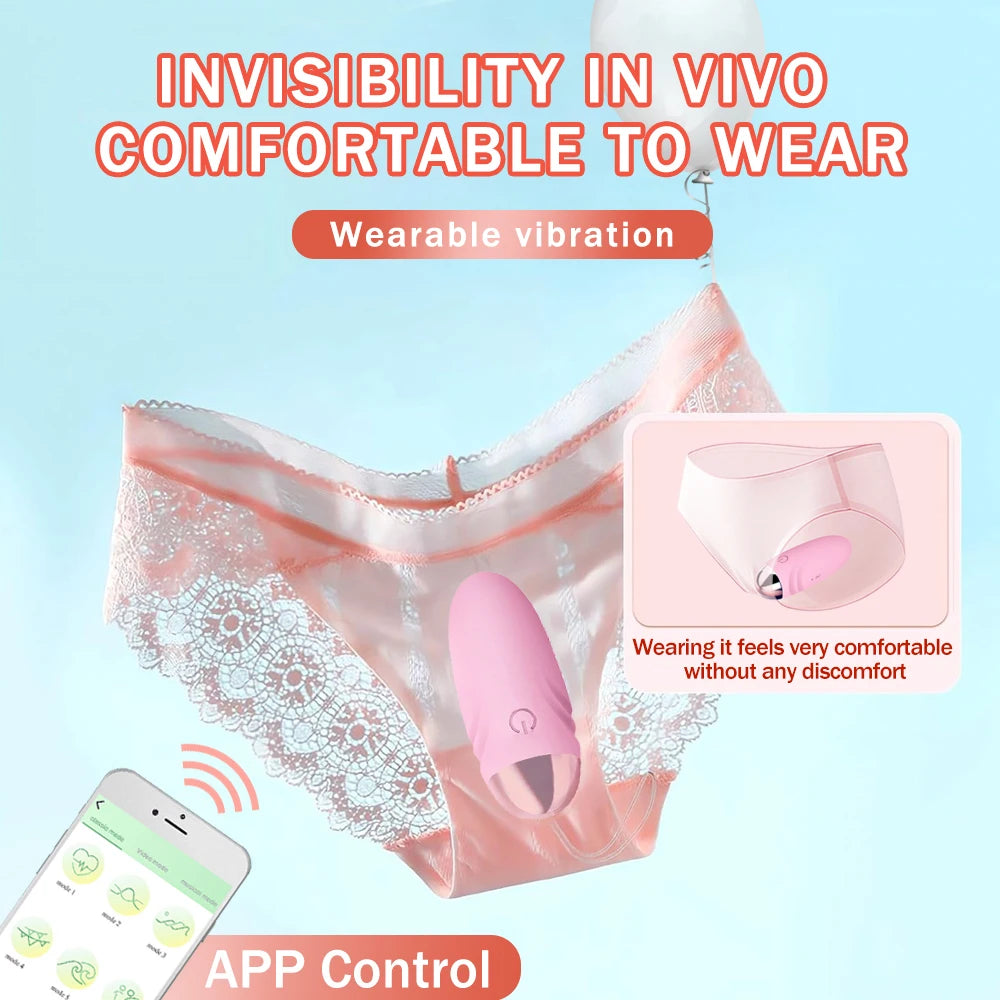 Wireless Bluetooth APP-Controlled Dildo Vibrator – G-Spot & Clitoral Stimulator | Wearable Vibrating Egg for Women