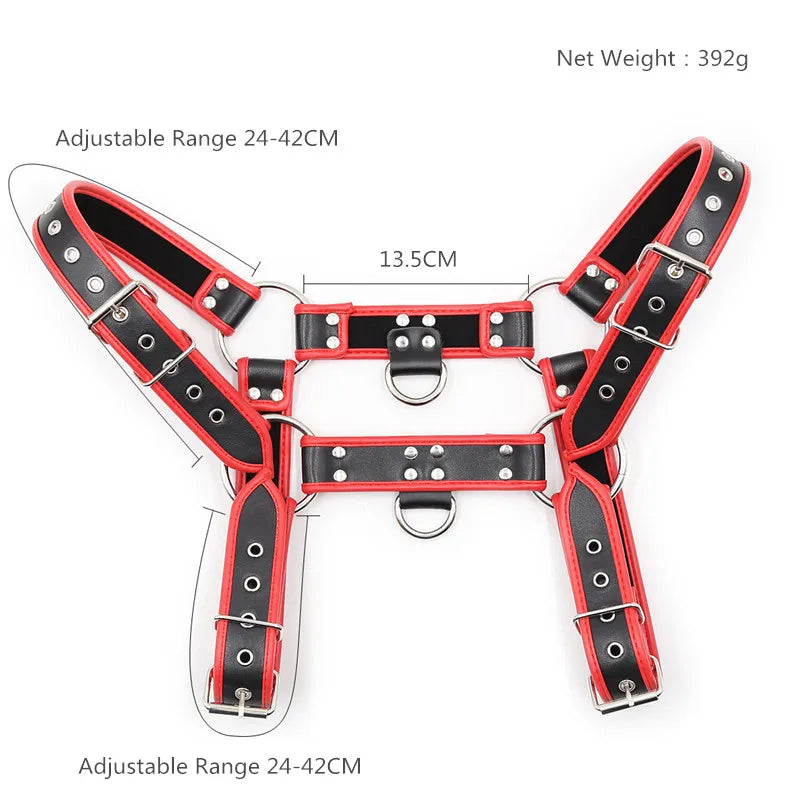 Fetish Faux Leather Chest Harness for Men – Adjustable Bondage Cage Rave Belt