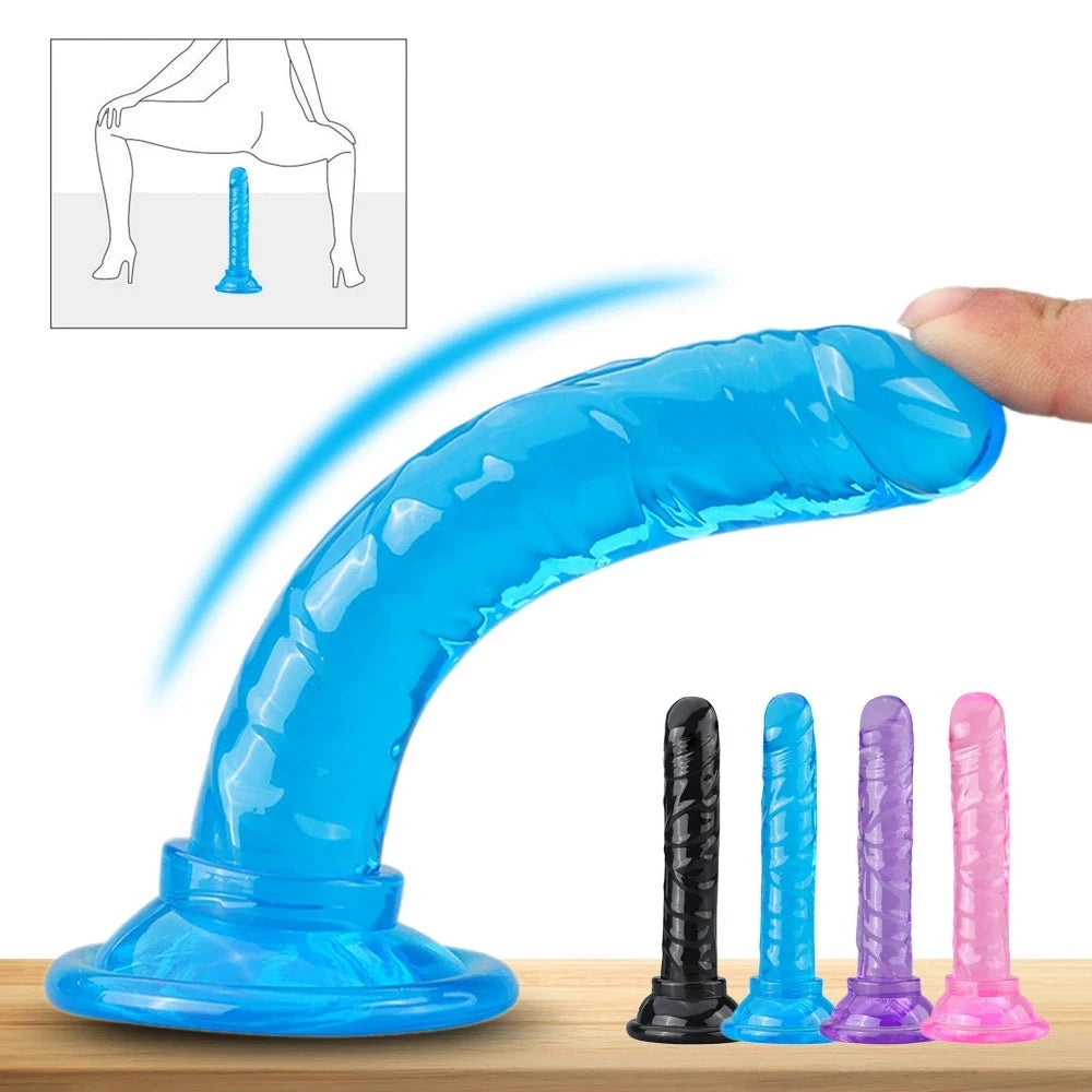 Realistic Dildos for Women – Non-Vibrating Sex Toy for Couples | Crystal Jelly Mini Penis for Vagina & Anal Play