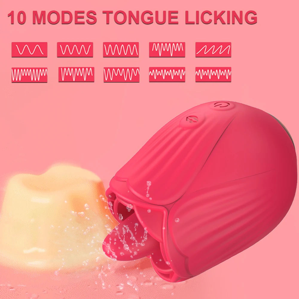 Tongue-Licking Rose Vibrator – Clitoral Sucker & Nipple Stimulator | Intense Oral Simulation for Women