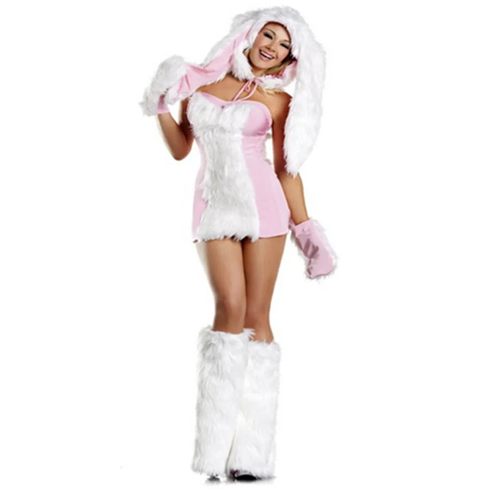Deluxe Plush Monster Girl Costume – Furry Leopard Fox Cat Cosplay Dress-Up Outfit for Women
