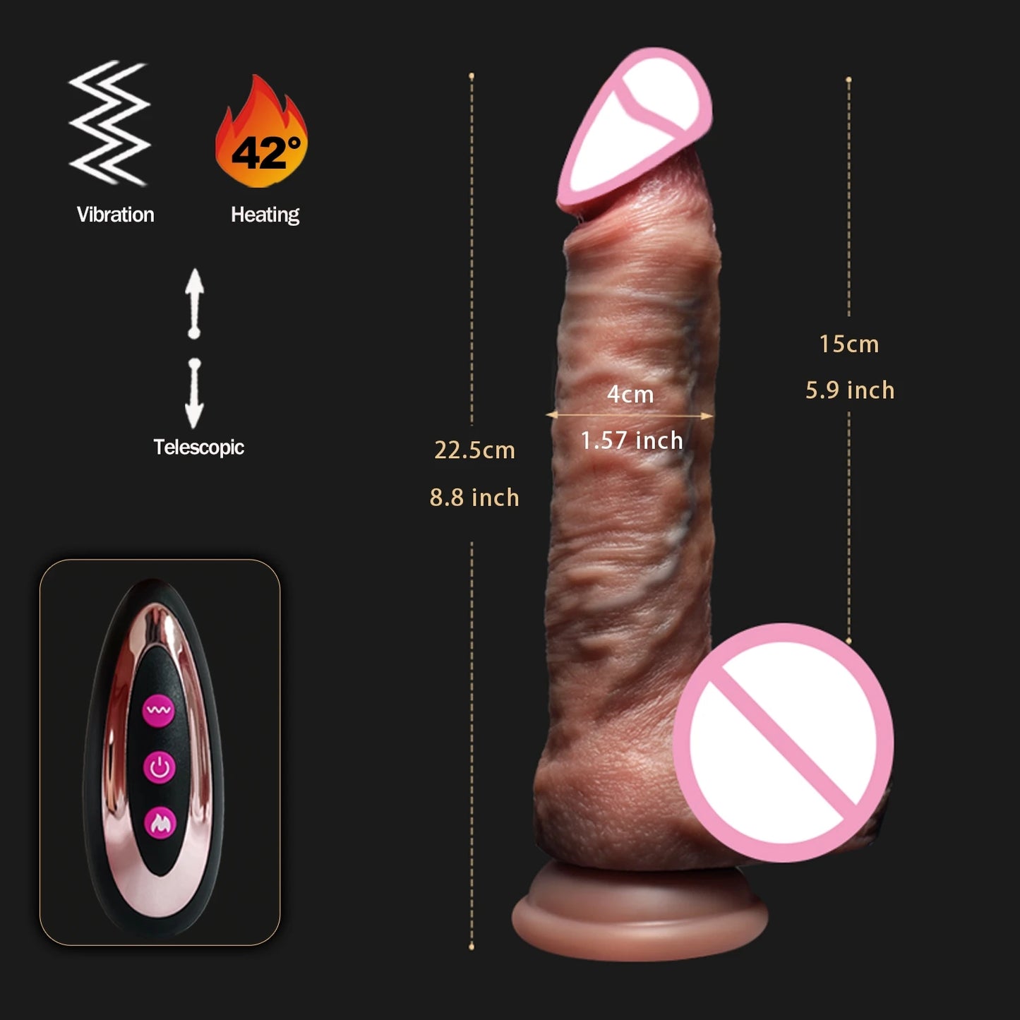 Realistic Telescopic Dildo Vibrator – Remote Control Big Vibes for Big Desires