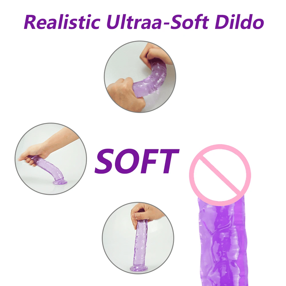 Realistic Dildos for Women – Non-Vibrating Sex Toy for Couples | Crystal Jelly Mini Penis for Vagina & Anal Play