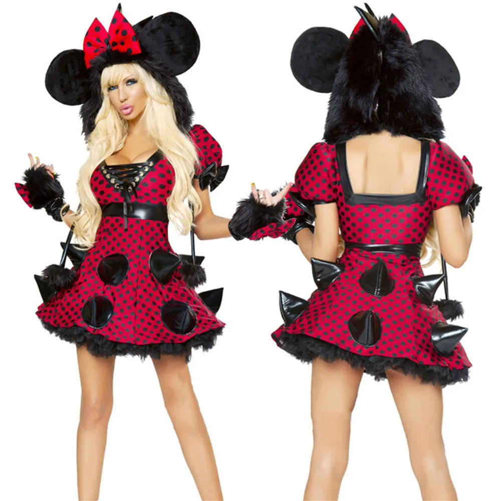 Deluxe Plush Monster Girl Costume – Furry Leopard Fox Cat Cosplay Dress-Up Outfit for Women