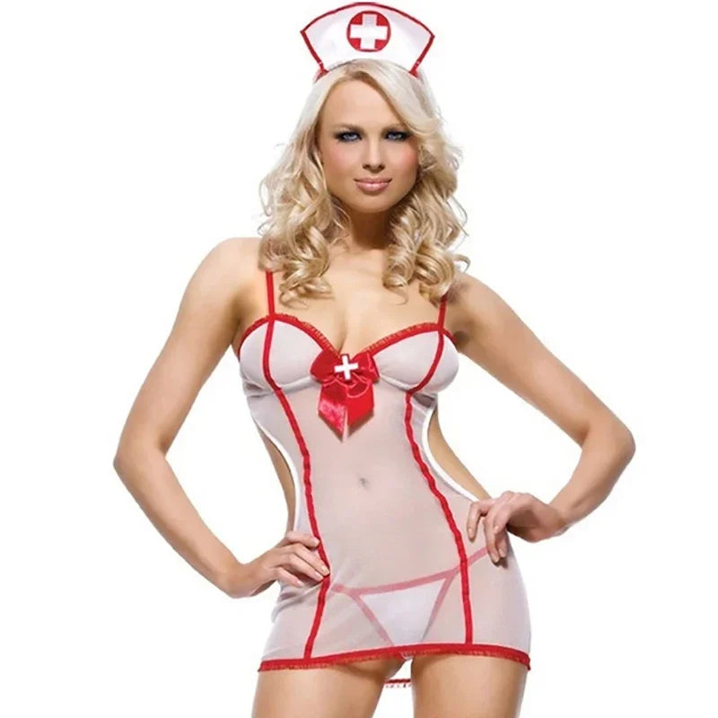 Sexy Nurse Lingerie Cosplay Set β Uniform Teddy with Exotic Roleplay Vibes