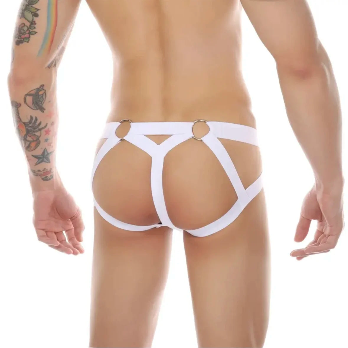 Men’s G-String Thong – Erotic Cotton Pouch with Open Back & Transparent Mesh Lingerie