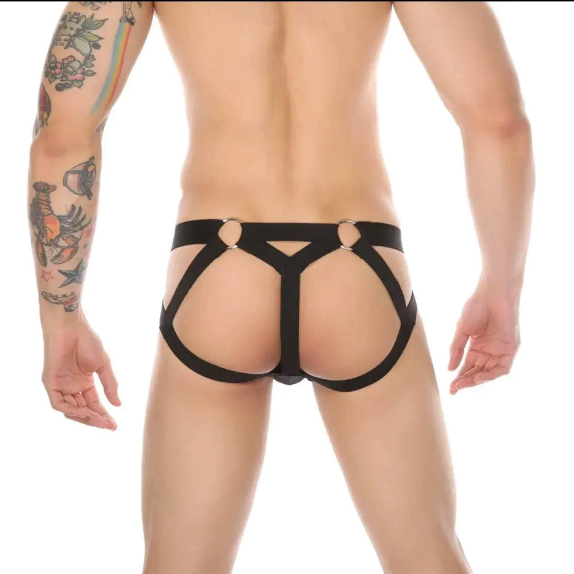 Men’s G-String Thong – Erotic Cotton Pouch with Open Back & Transparent Mesh Lingerie
