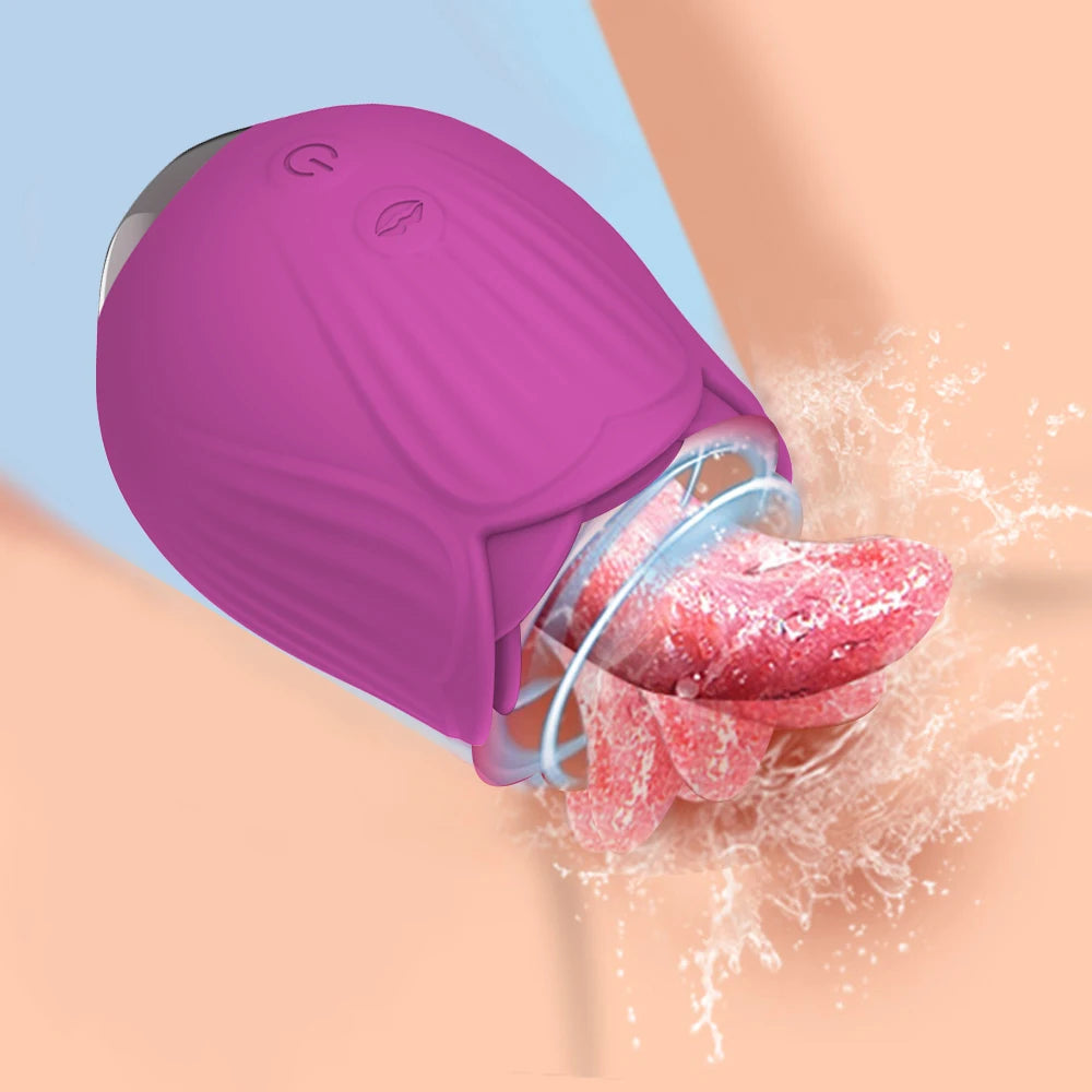 Tongue-Licking Rose Vibrator – Clitoral Sucker & Nipple Stimulator | Intense Oral Simulation for Women