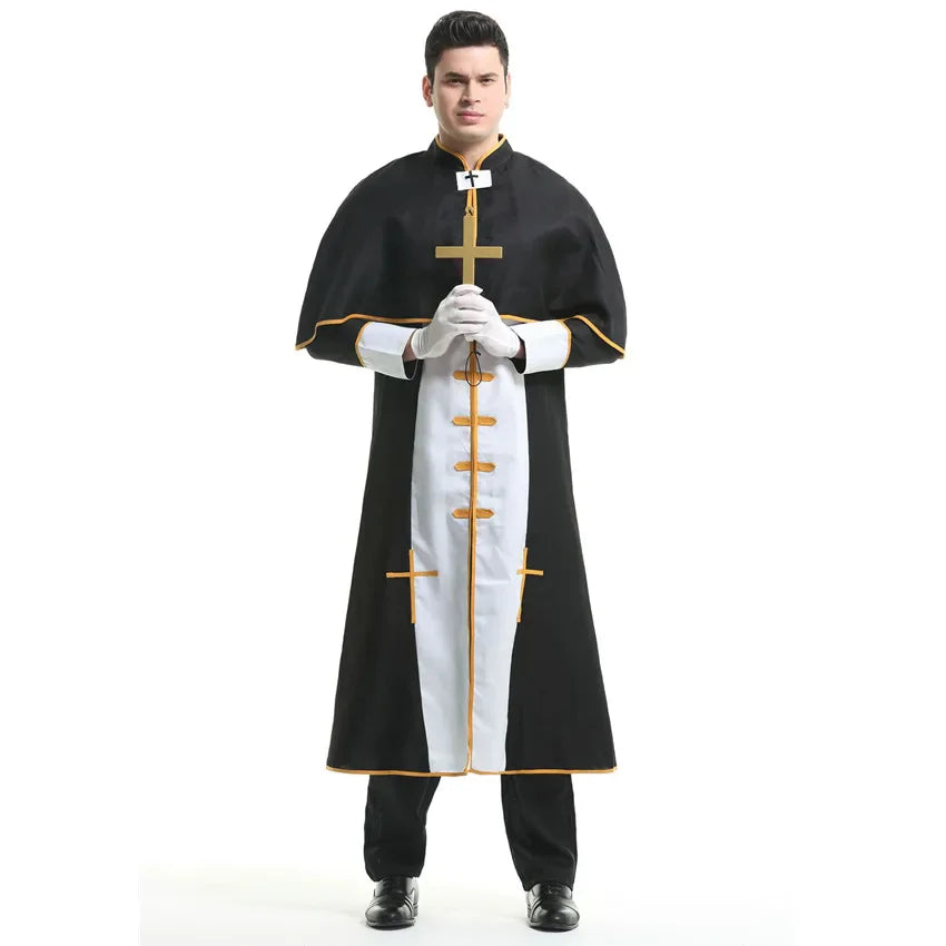 Priest & Nun Couple Halloween Costume – Medieval Religious Cosplay Outfit for Men & Women