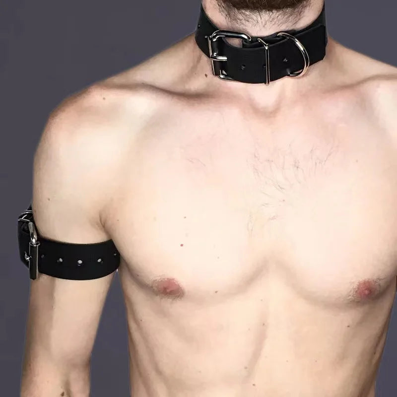 Fetish Faux Leather Chest Harness for Men – Adjustable Bondage Cage Rave Belt
