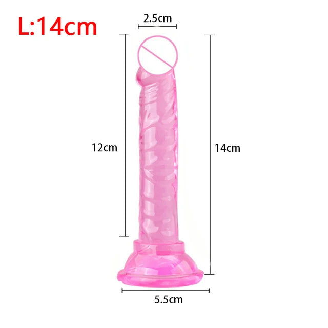 Realistic Dildos for Women – Non-Vibrating Sex Toy for Couples | Crystal Jelly Mini Penis for Vagina & Anal Play