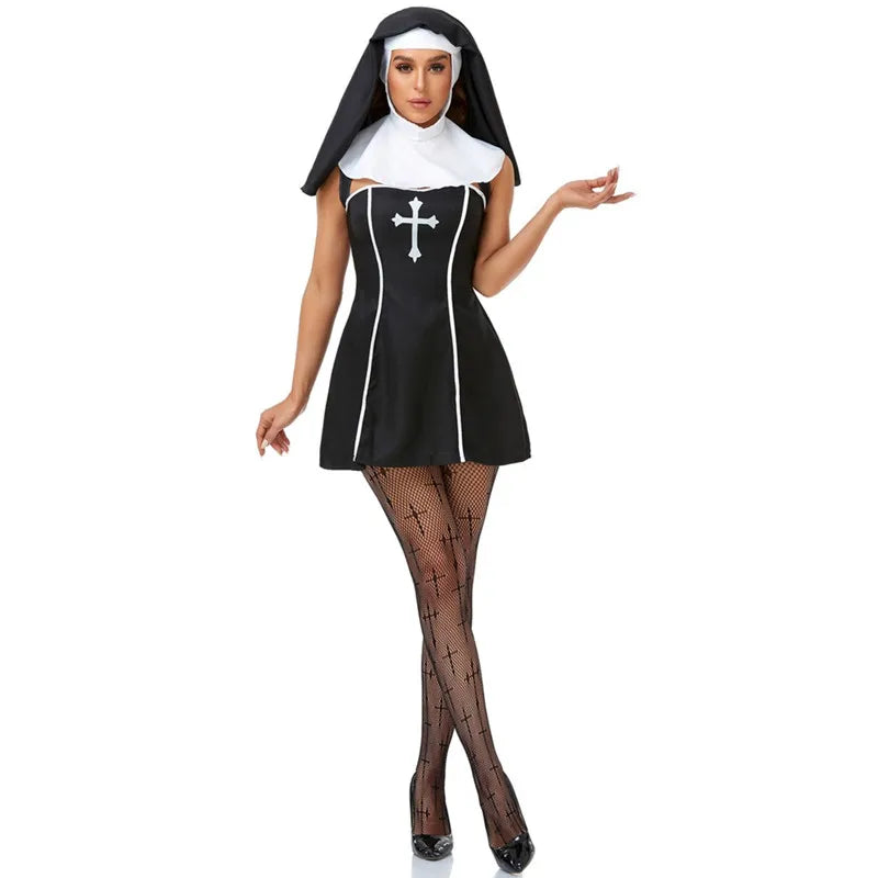 Priest & Nun Couple Halloween Costume – Medieval Religious Cosplay Outfit for Men & Women
