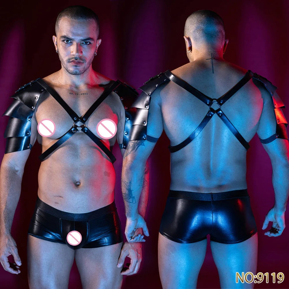 28-Style Firefighter & Policeman Cosplay Set – Men’s Sexy Faux Leather Uniform Costume | Gay Clubwear Lingerie Top & Tee Shirt