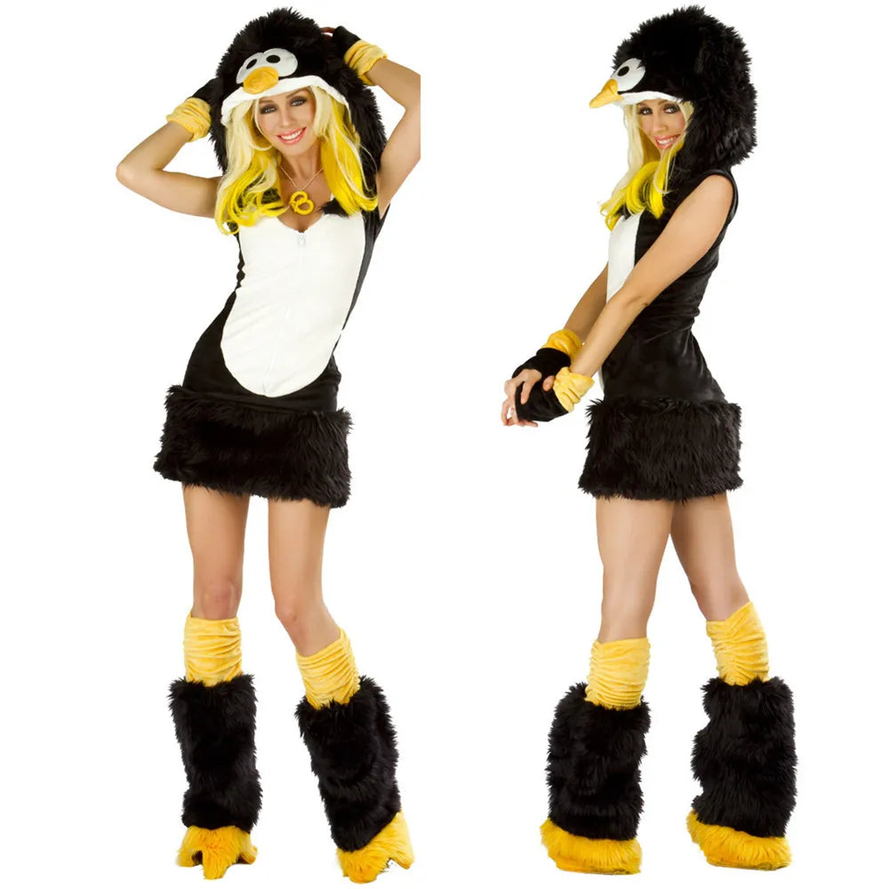 Deluxe Plush Monster Girl Costume – Furry Leopard Fox Cat Cosplay Dress-Up Outfit for Women