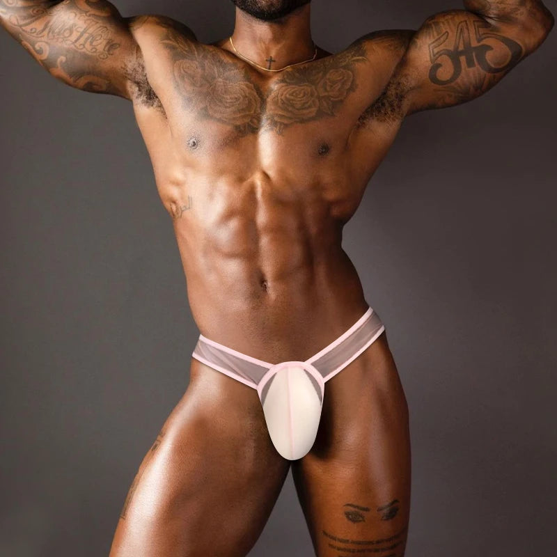 CMENIN Ultra-Thin Mesh Briefs – Men’s Sexy Transparent Bikini with Large Crotch Pouch