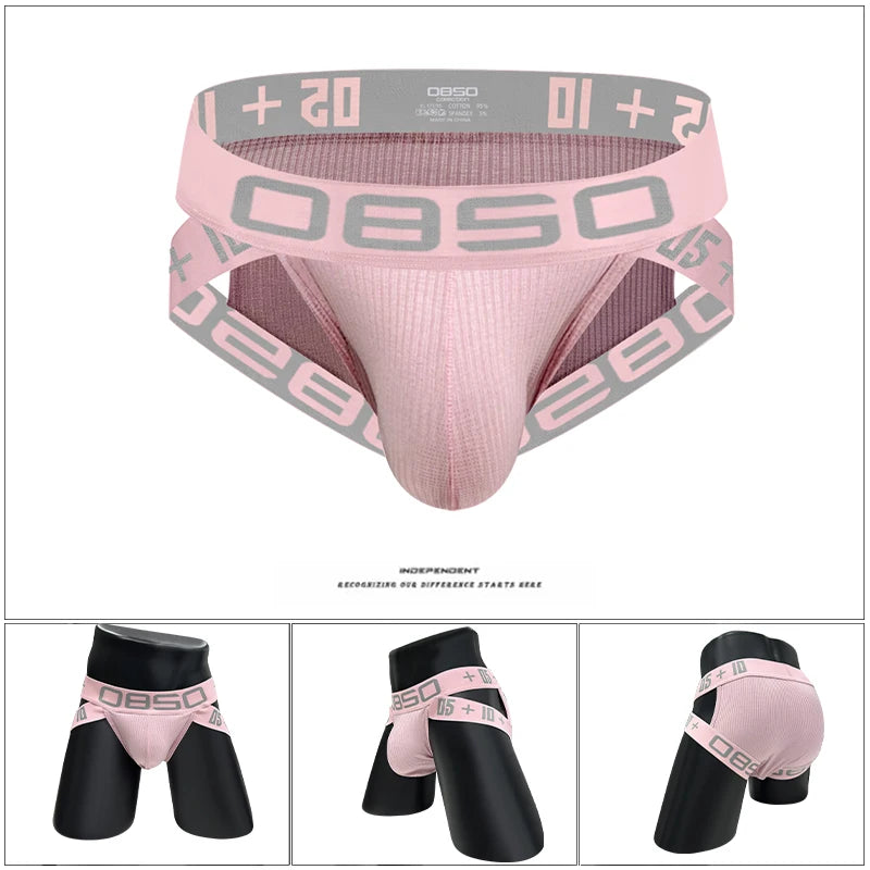 Men’s Sexy Hip-Lifting Triangle Briefs – Vertical Striped Cotton with Wide Elastic Waistband