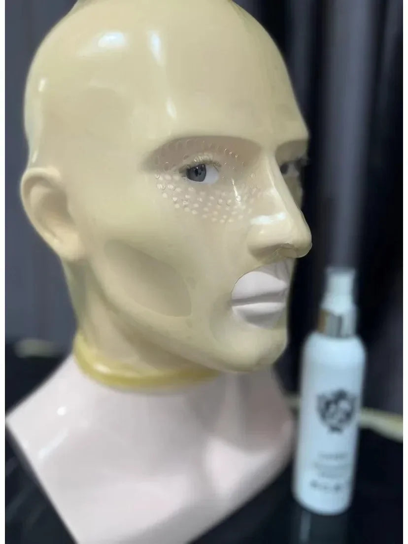 Latex Gloves for Men – Clear Transparent Rubber Gloves, Seamless Mask Hood, Unisex Fetish Molding