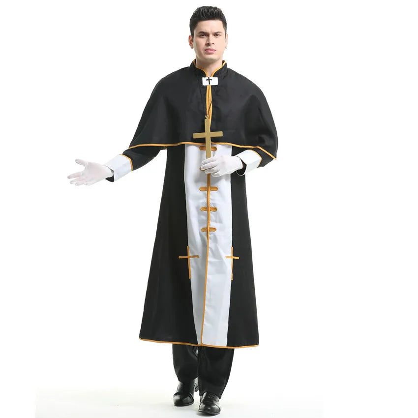 Priest & Nun Couple Halloween Costume – Medieval Religious Cosplay Outfit for Men & Women