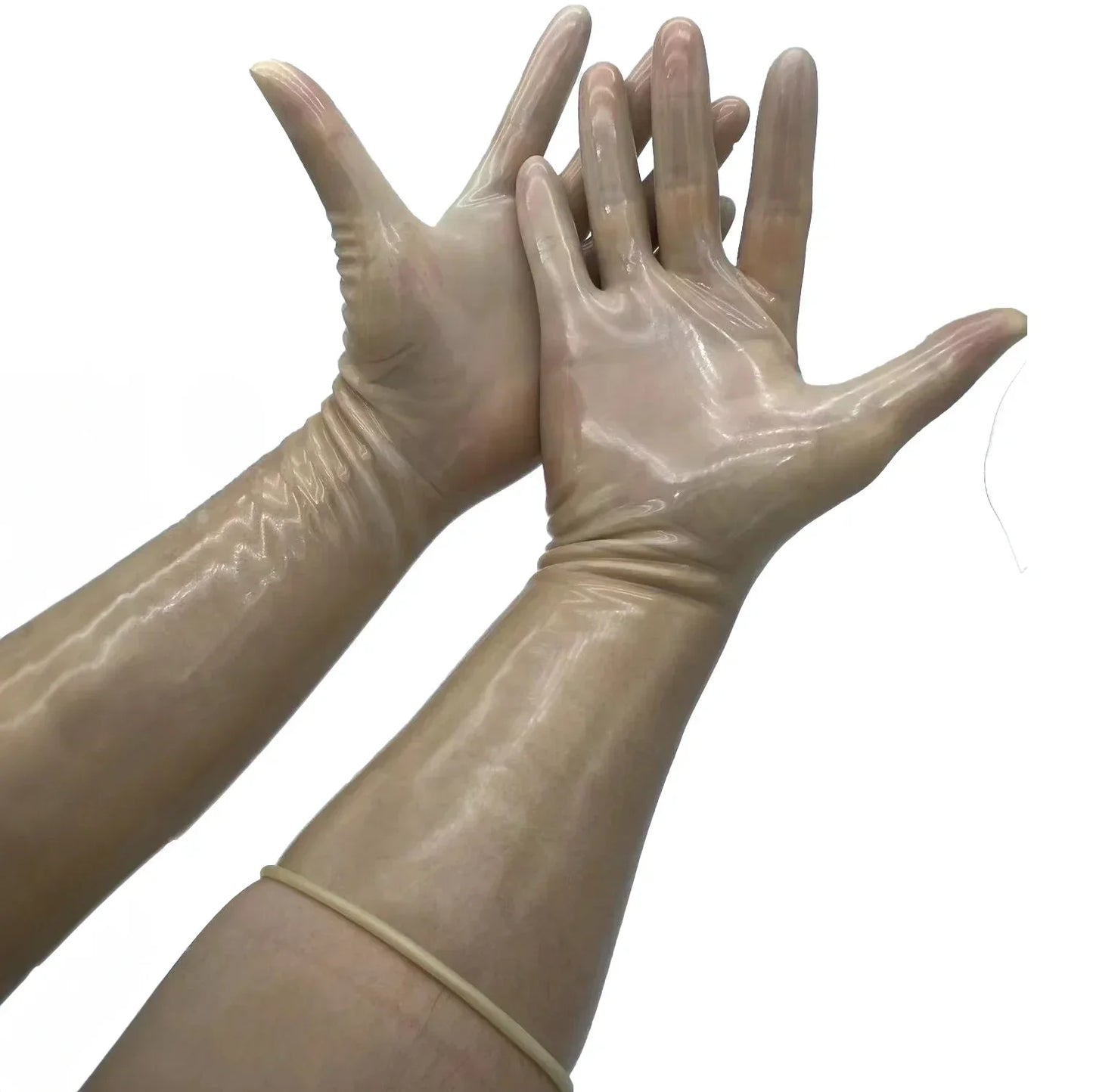 Latex Gloves for Men – Clear Transparent Rubber Gloves, Seamless Mask Hood, Unisex Fetish Molding