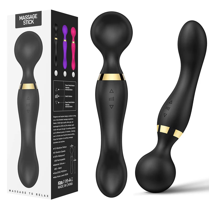 Powerful USB Rechargeable Clitoris & G-Spot AV Vibrator Massager